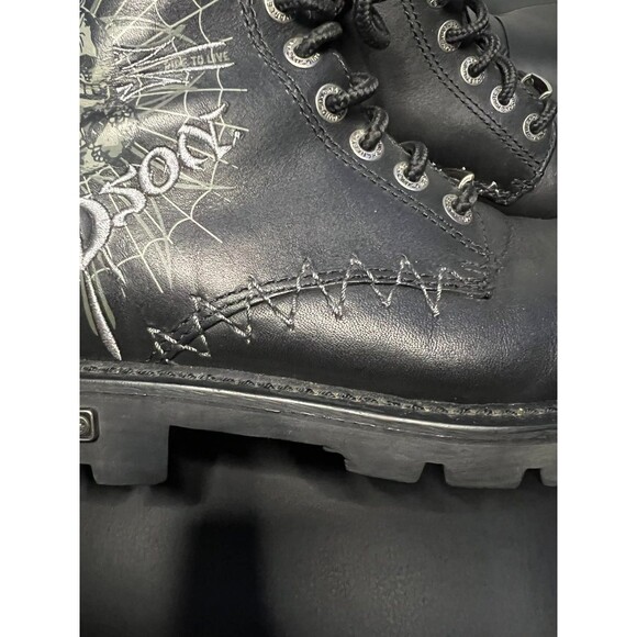 Harley Davidson Black Low Cut Boots 8.5 Embroidered Skull Snakes Y2K Biker Moto main image 5